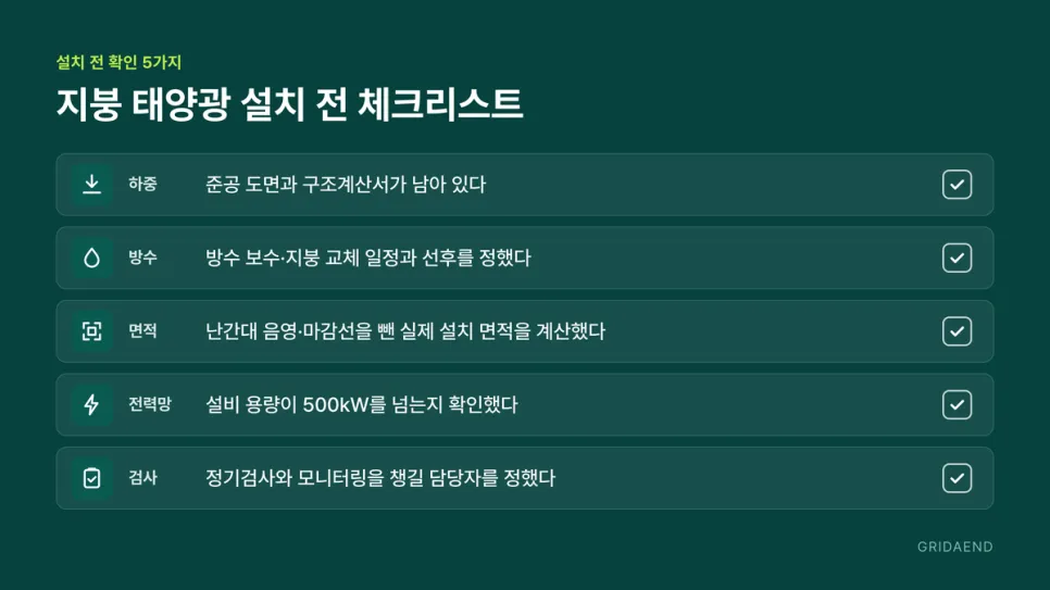 지붕 태양광 설치 전 체크리스트 5가지